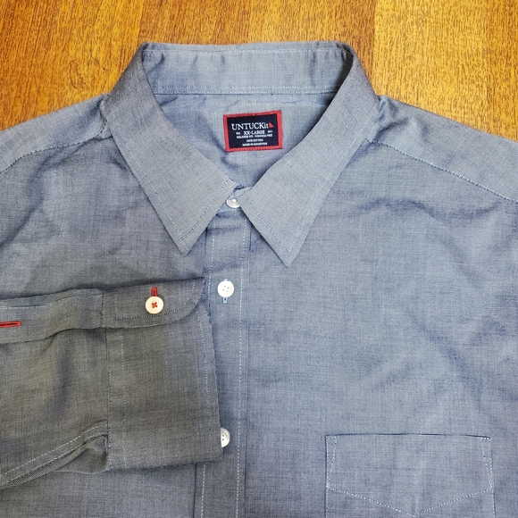 UnTuckit Men Shirt 2XL Pio Cesare Long Sleeve Buton Up navy relaxed style 35451 - Picture 1 of 8